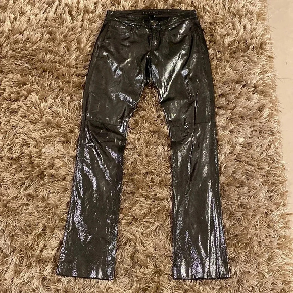 Ralph Lauren black label metallic black pants size 2 - Picture 2 of 11